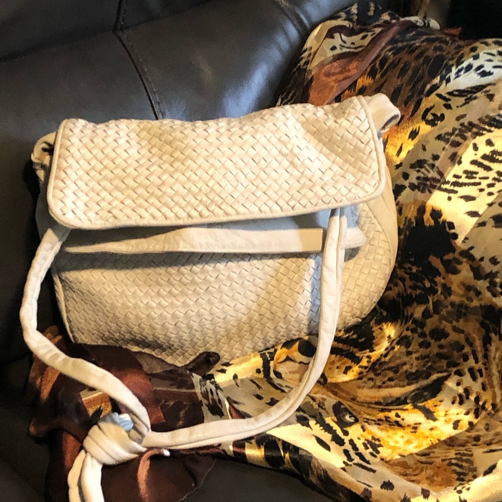 White leather purse